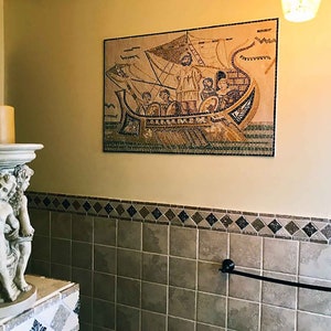 Roman Mosaic of Ulysses Reproduction Artwork Wall Decor Gift Mythical Art Mosaic