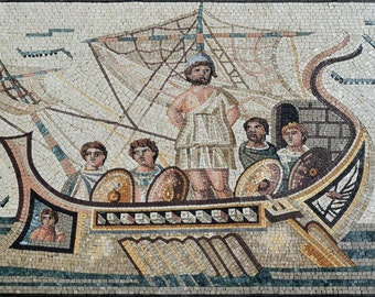 Roman Mosaic of Ulysses Reproduction Artwork Wall Decor Gift Mythical Art Mosaic
