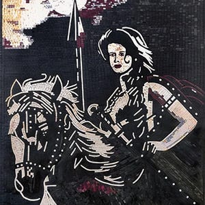 Woman Riding a Horse Mosaic Art -