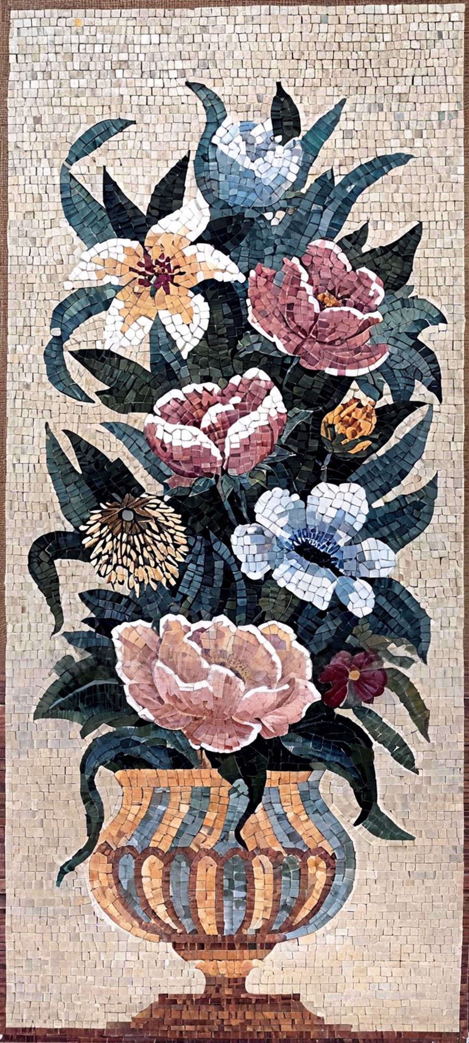 The Roman Flower Pot Marble Mosaic - Etsy