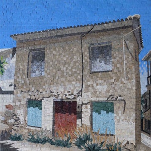 Abandoned House Mosaic Art - Captivating Urban Decay, Evocative Wall Decor, Handcrafted Ceramic Tile Art