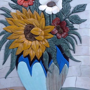 Stone Mosaic Art - Sunflower Vase