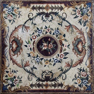 Intricate Floral Mosaic Rug Design