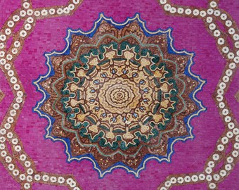 Individueller bunter Mosaik Teppich – Handgefertigter Teppich für Boho & Modern Home Interiors