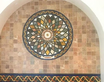 Marble Mosaic Medallion Art: Falak Starburst Design