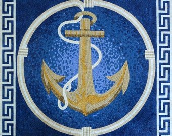 Bright Anchor on a blue background Marble Mosaic