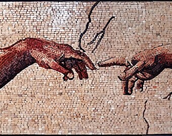 Michelangelo &quot;Creation of Adam&quot; - Mosaic Reproduction