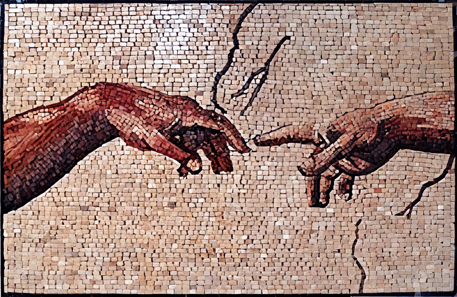 Michelangelo "Creation of Adam" - Mosaic Reproduction