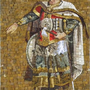 Roman  Warrior Marble Mosaic Mural