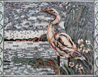 Heron Mosaic - Marble Mosaic Art