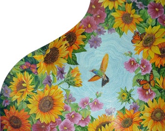 Glass Mosaic Art: Bird in Floral Design, Home Decor