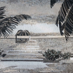 Palm Seascape - Mosaic Wall Art