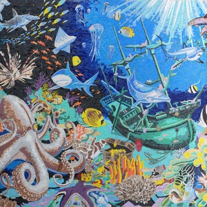 Underwater Mosaic Wall Art: Aquatic Animal Home Decor