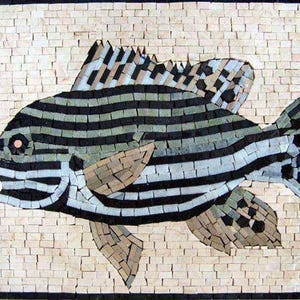 Handmade Zebra Fish Mosaic Tile Art: Coastal Wall Decor
