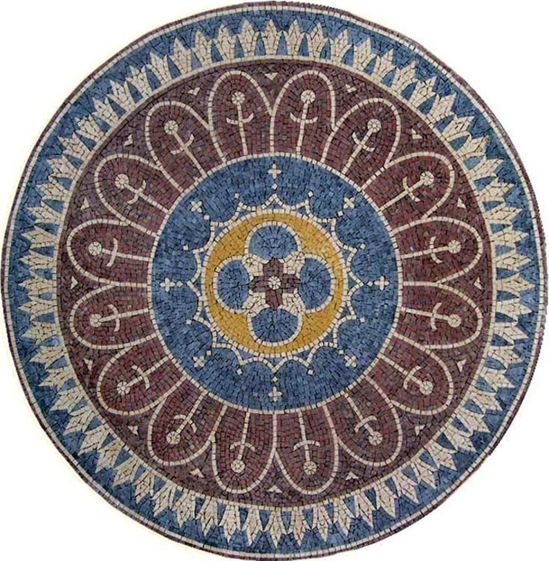 Round Hand-cut Marble Mosaic Sunnyside image 1