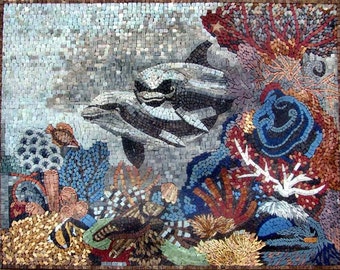 Ocean Life Mosaic - Adventurous Dolphins