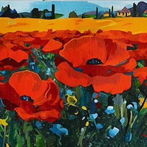 Poppy Field - Glass Mosaic Art