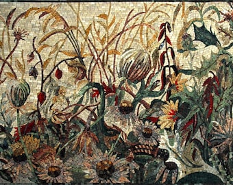 Wild Flowers Mosaic Art - Mosaic Tiles Pattern, Flower Art Home Decor Mosaic Flower Kitchen Backsplash Mosaic Art