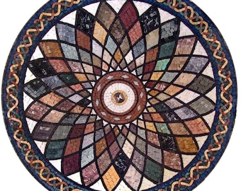 Arte del mosaico in marmo - Falak, medaglione decorativo per pavimento a mosaico domestico art