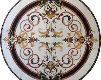 手作りの幾何学模様の大理石モザイクタイル：36インチ四方の床と