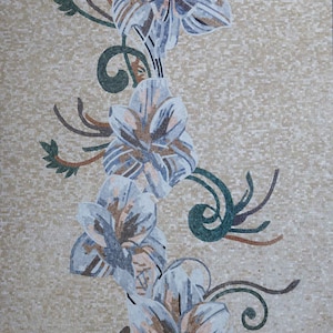 Hanging Flowers Mosaic Art - Handmade Floral Marble Mosaic Wall Decor for Home & Garden