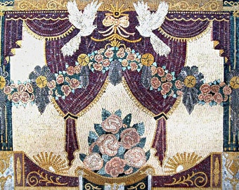 Flowers and Doves Mosaic Marble