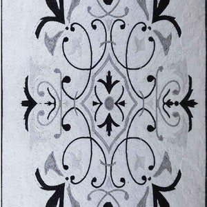 Handmade Geometric Mosaic Rug: Black & White Modern Art
