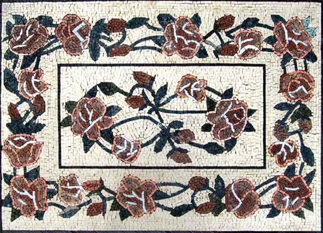 Stone Bloom Rug Flower Stone Mosaic Rug - Etsy