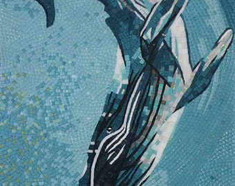 Glass Mosaic Tile Art - Giant Whale