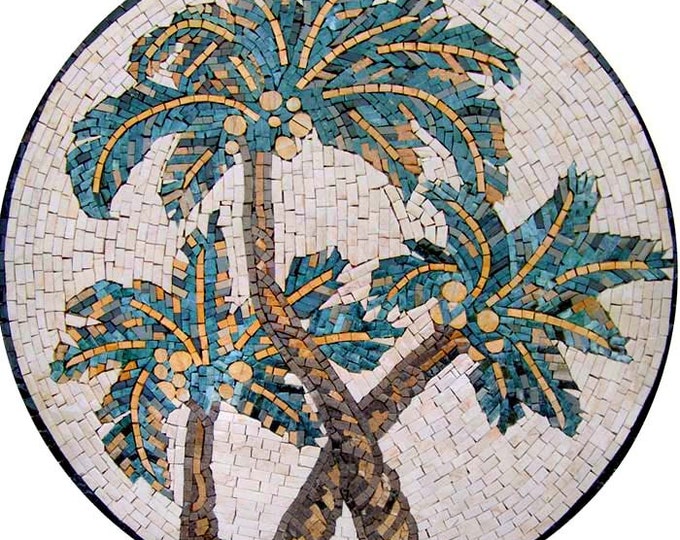 Palm Tree Mosaic Wall Art Decoration . MSA061 | Etsy
