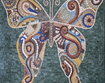 Colorful Butterfly Mosaic Artwork - Handcrafted Wall Decor for Vibrant Home Design