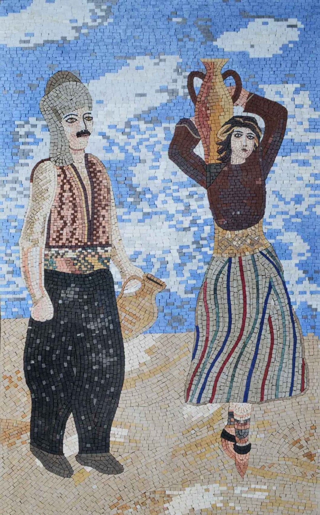 Mozaico Mosaïques - Arbre en fleurs - Motifs mosaïque - Décoration murale  en mosaïque - Incrustation de sol - Mosaïques faites à la main : :  Maison