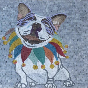 Clown Dog Mosaic Art: Handmade Whimsical Pet Decor