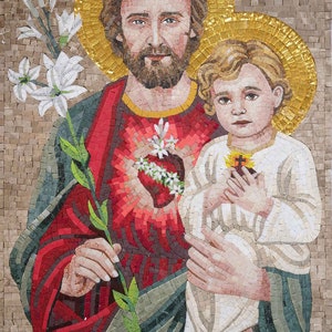 Mosaic Wall Art - St. Joseph & Baby Jesus