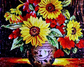 Sunflower Mosaic - Flower Mosaic Art