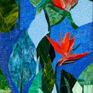 Flower Mosaic Mural For Living Room Decor Floral Mosaic Art For Entryway Glass Wall Art
