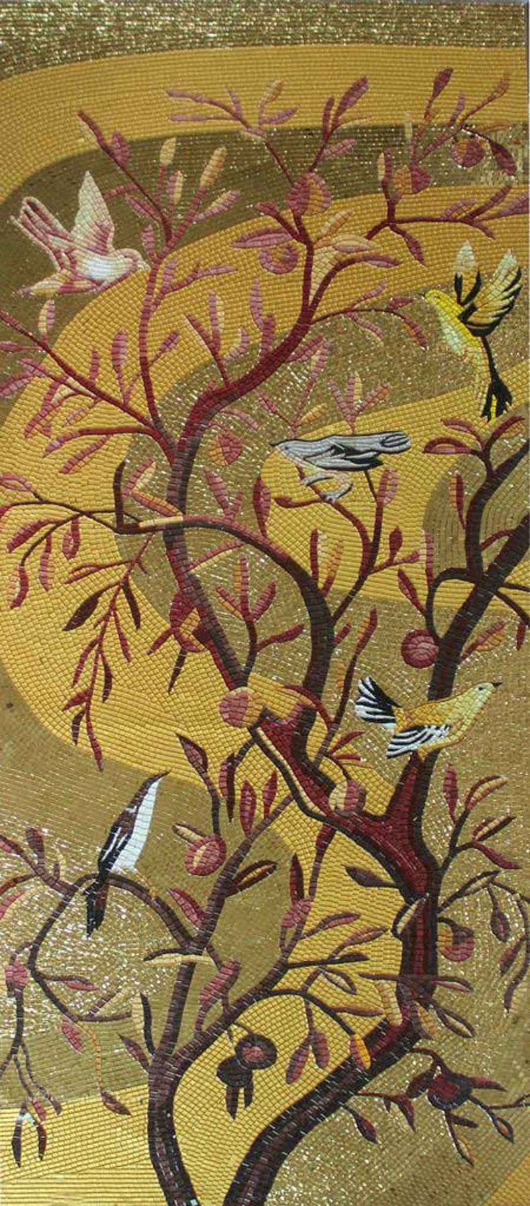 モザイクアート - 秋の木と鳥 - Etsy 日本