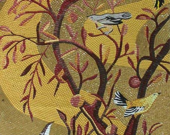 モザイクアート - 秋の木と鳥 - Etsy 日本