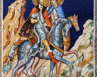 Handmade Byzantine-Style Religious Mosaic – Custom Tile Artwork for Home, Church, & Sacred Decor