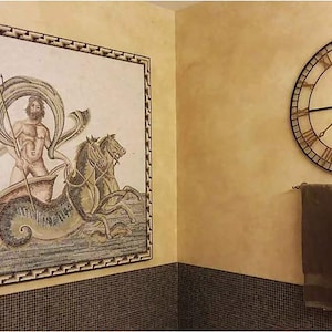 Neptune Mosaic Art Handmade Cut Tile Mosaic Home Decor For Living Room Historical Art Wall Decor