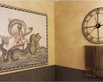 Neptune Mosaic Art Handmade Cut Tile Mosaic Home Decor For Living Room Historical Art Wall Decor