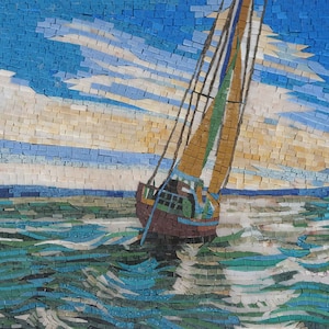 Mosaic Tile Art - Magnificent Sailboat