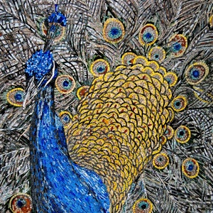 Mosaic Mural - Colorful Peacock