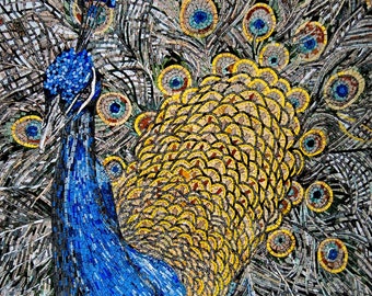 Mosaic Mural - Colorful Peacock