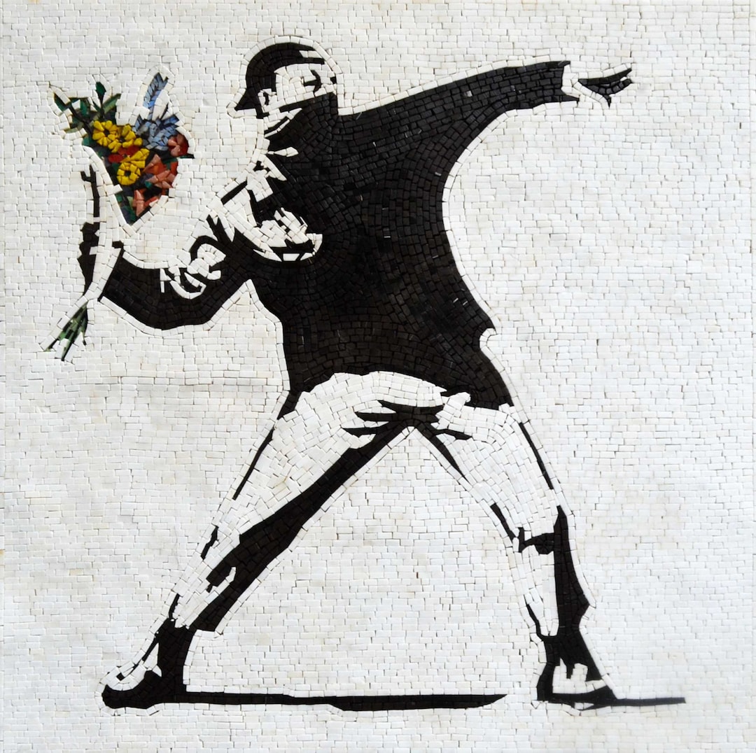 The Flower Thrower Banksy Mosaic Reproduction - Etsy