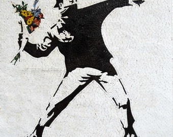 The Flower Thrower Banksy Mosaic Reproduction