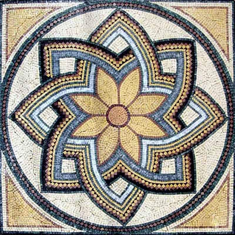 Roman Art Flower Mosaic - Octavia Design | Handcrafted Marble Tile Wall Mosaic Art | Classical Roman Floral Mosaic | Ancient Art for Home
