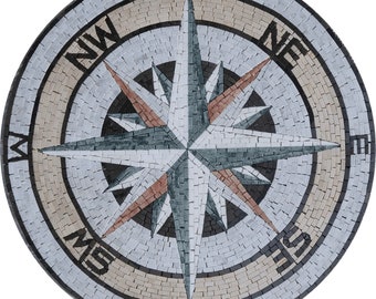 Nautical Compass Mosaic Marble