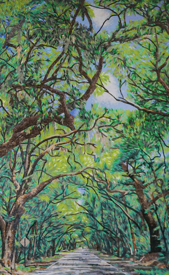 Handmade Mosaic Tree Art: Forest Path Home Decor - Etsy