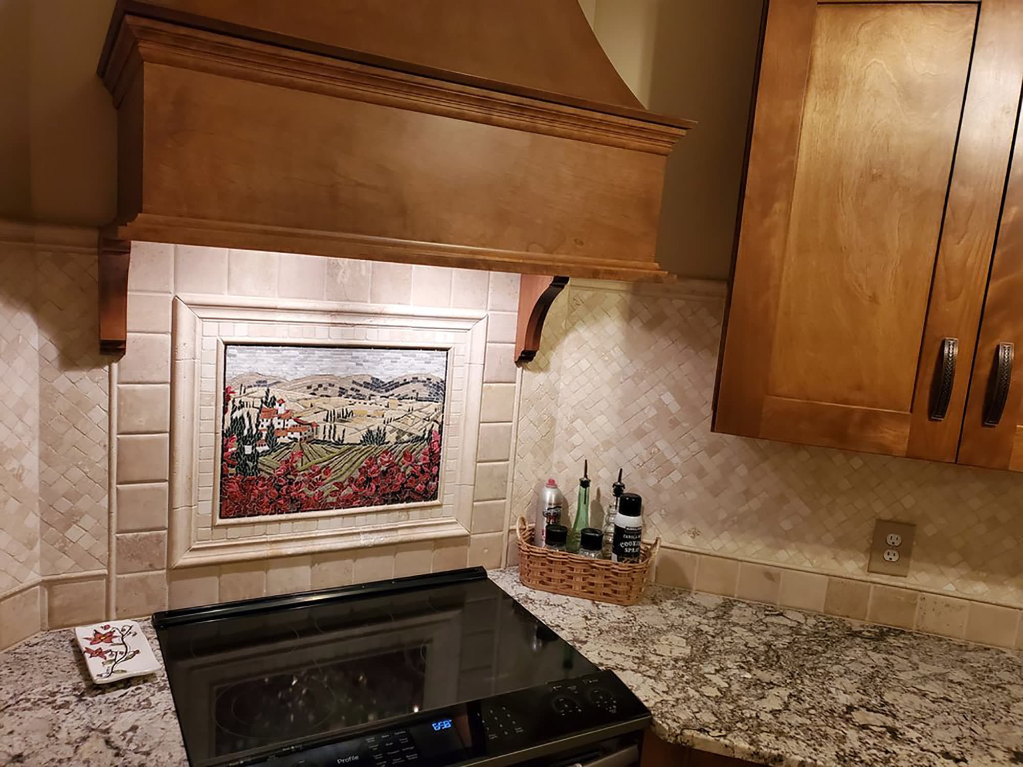 Tuscan Village Marble Mosaic: Kitchen Backsplash Wall Art (20x15 Inch)